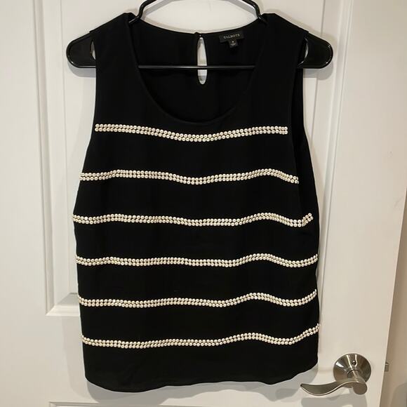 Talbots beaded striped blouse black size 8 - Picture 2 of 7